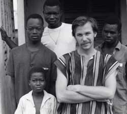 Joe Landsberger with students, Soutouboua, Togo April 1971